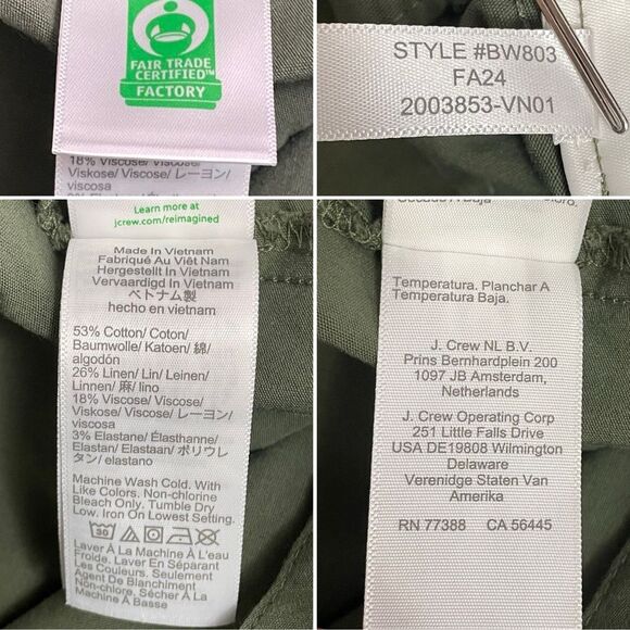 NWT J. Crew Lizzie Wide Leg Pants Size 34 (18) Pine Green High Rise Patch Pocket - Picture 11 of 12